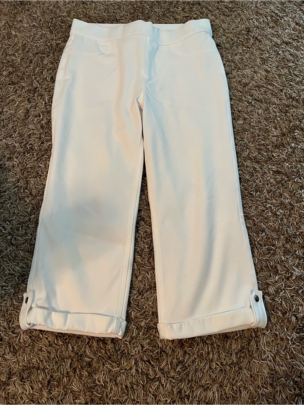 Appleseed's White Cropped Ponte Joggers with Cuffed Hem